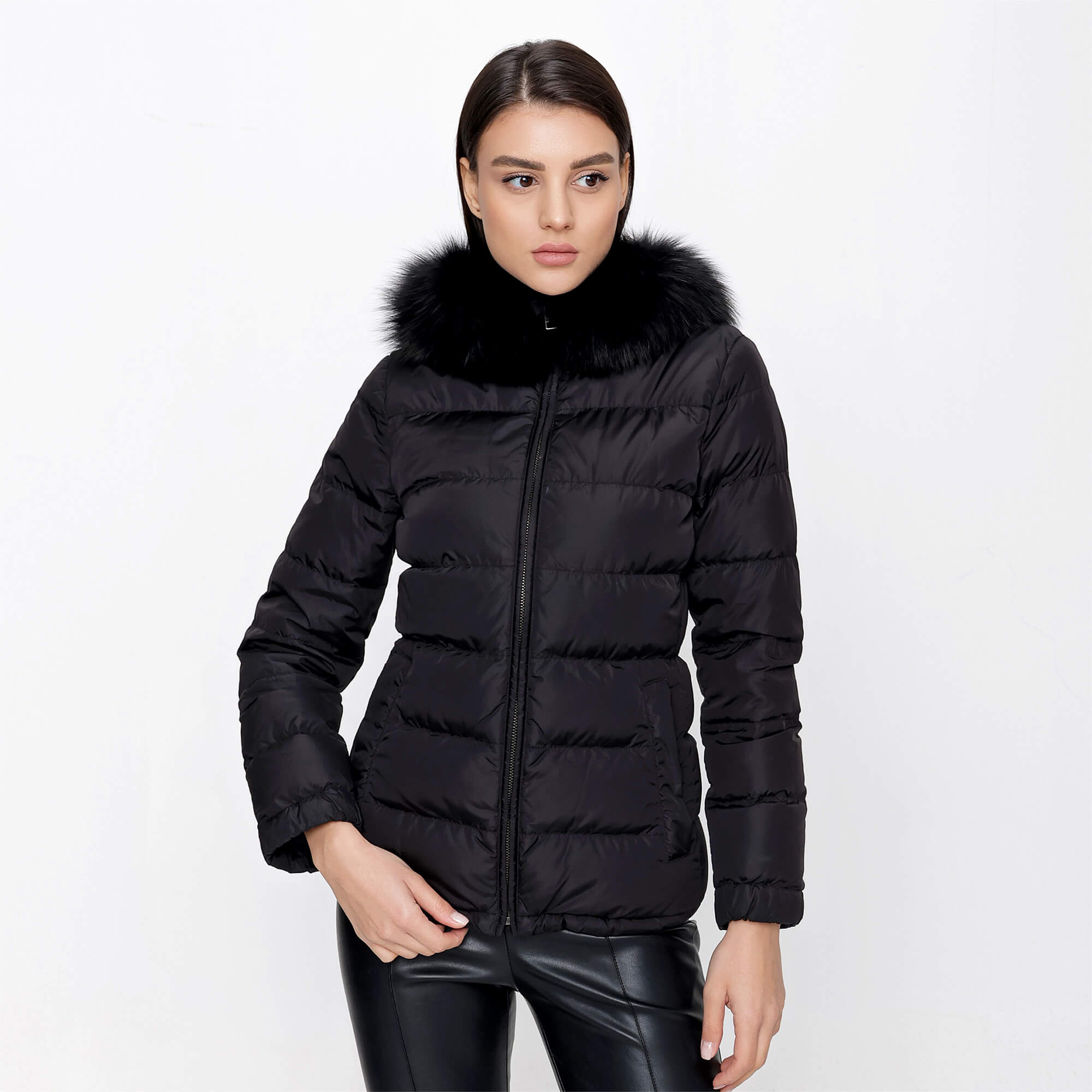 Prada - Black Fur Detail Puffer Jacket